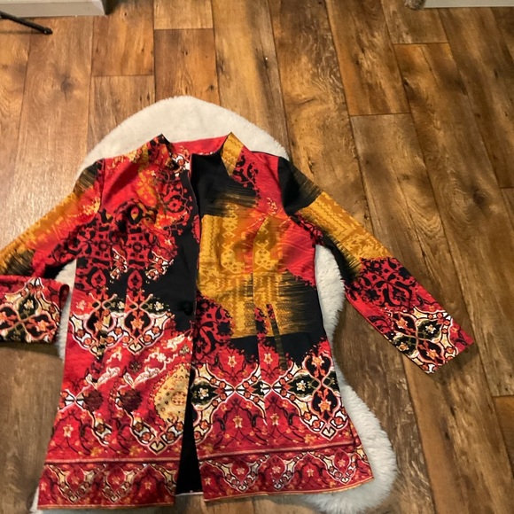 Chicos Jacket Womens 2 Large Printed Statement Blazer Artsy Career Boho Unique - Picture 12 of 12